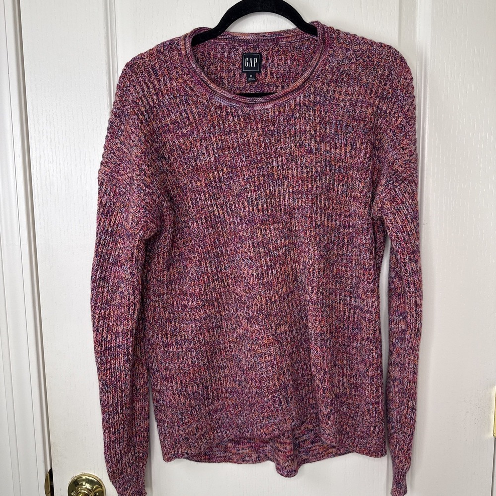 Gap Marled Space Dye Ribbed Crewneck Sweater Size M Multicolor Cozy Knit